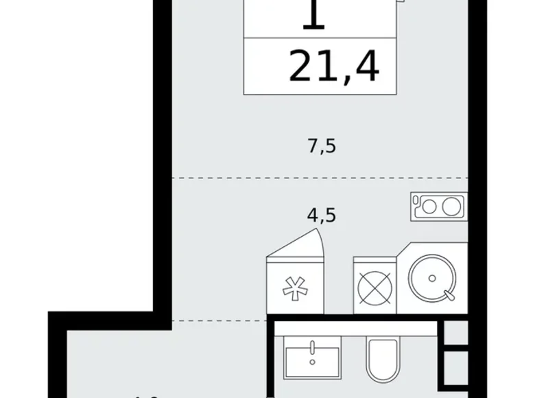 Apartamento 1 habitación 21 m² poselenie Sosenskoe, Rusia