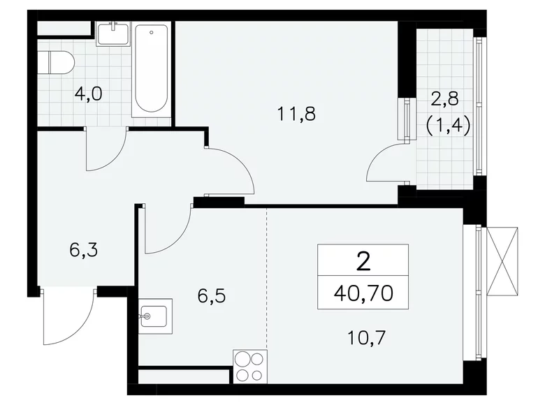 Wohnung 2 Zimmer 41 m² poselenie Sosenskoe, Russland