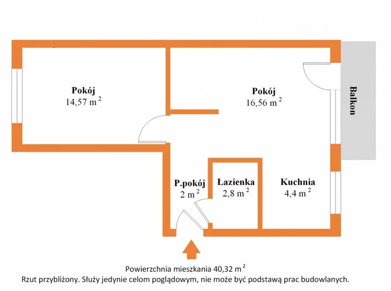 Квартира 2 комнаты 40 м² Згеж, Польша