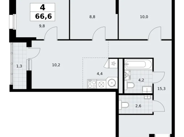 4 room apartment 67 m² Postnikovo, Russia