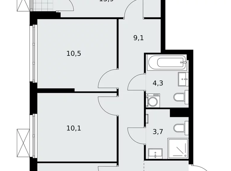 Квартира 3 комнаты 71 м² поселение Сосенское, Россия