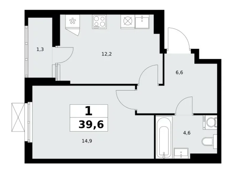 Mieszkanie 1 pokój 40 m² poselenie Sosenskoe, Rosja