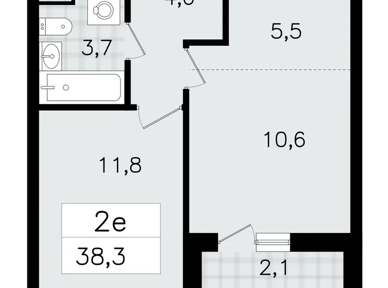 Mieszkanie 2 pokoi 38 m² Vsevolozhsk, Rosja