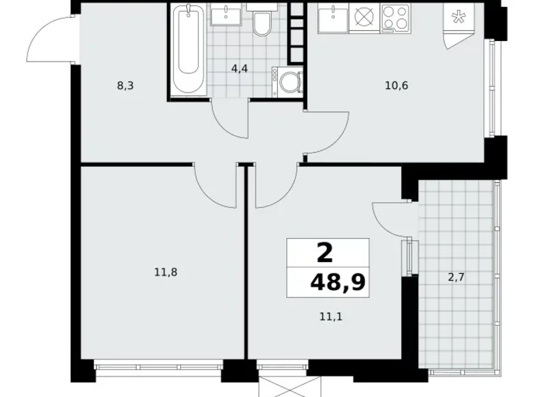 Mieszkanie 2 pokoi 49 m² Moskwa, Rosja