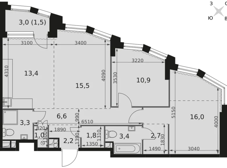 Appartement 3 chambres 78 m² Moscou, Fédération de Russie