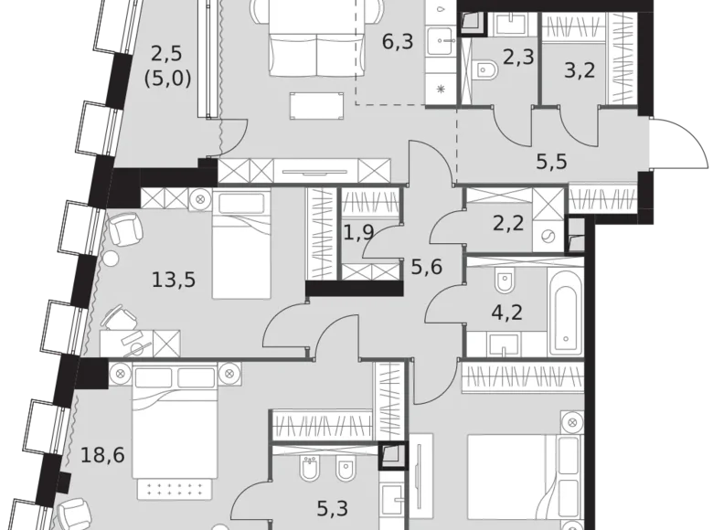 Appartement 3 chambres 99 m² North-Western Administrative Okrug, Fédération de Russie