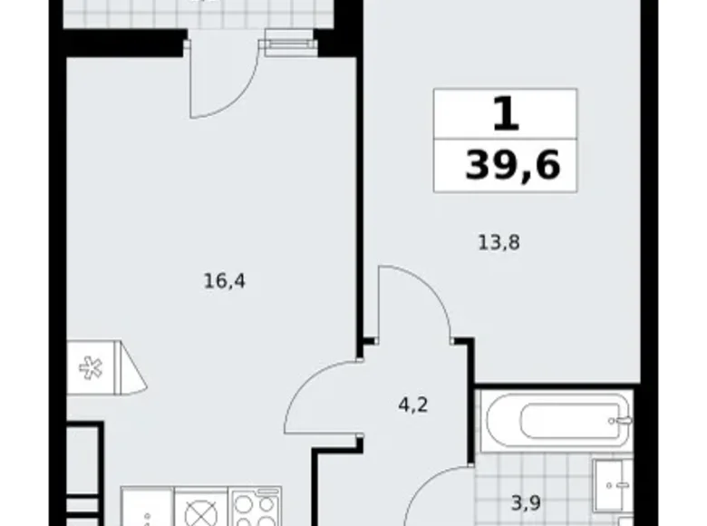 Apartamento 1 habitación 40 m² poselenie Sosenskoe, Rusia