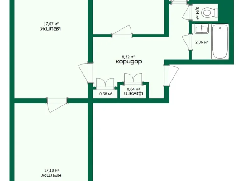 3 room apartment 68 m² Minsk, Belarus