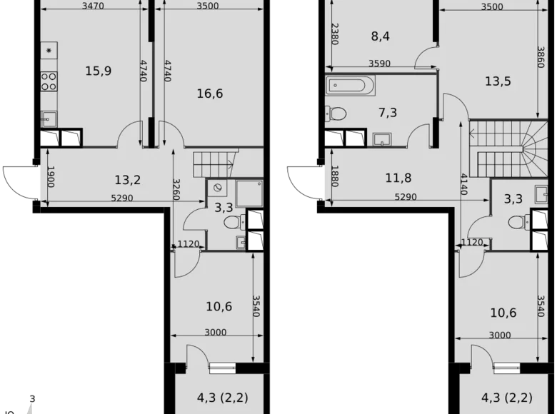 Wohnung 4 zimmer 119 m² Razvilka, Russland