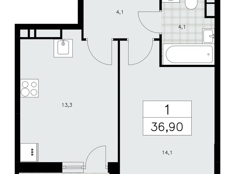 Mieszkanie 1 pokój 37 m² Moskwa, Rosja