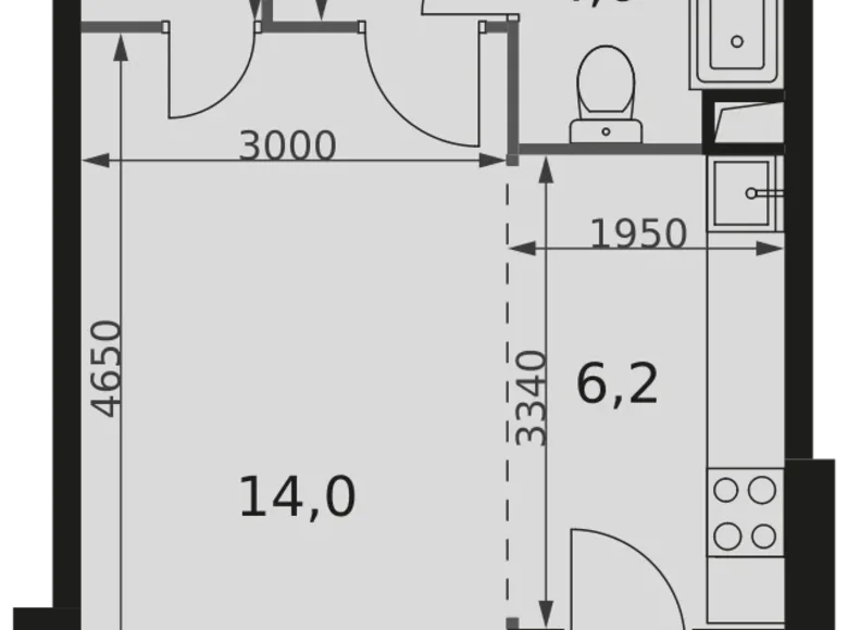 Студия 1 комната 29 м² Москва, Россия