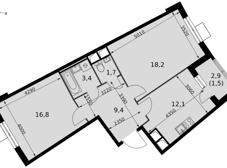 Apartamento 2 habitaciones 63 m² Razvilka, Rusia