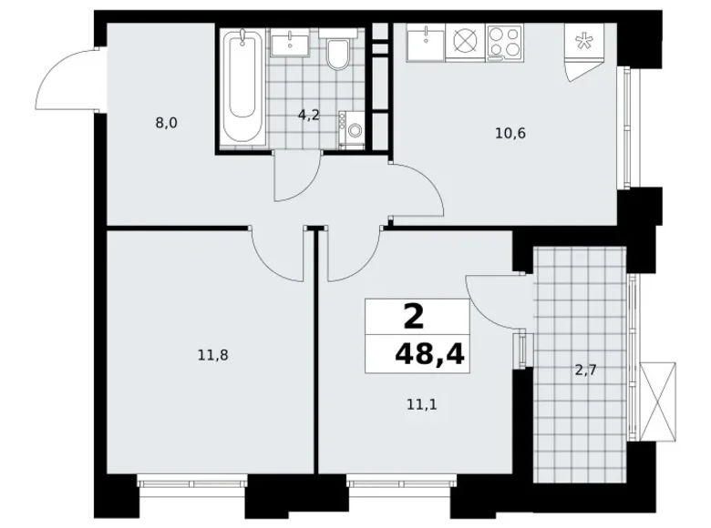 Квартира 2 комнаты 48 м² поселение Сосенское, Россия