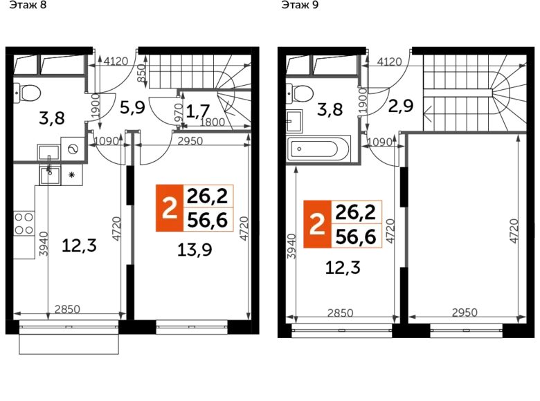 Квартира 2 комнаты 57 м² Развилка, Россия