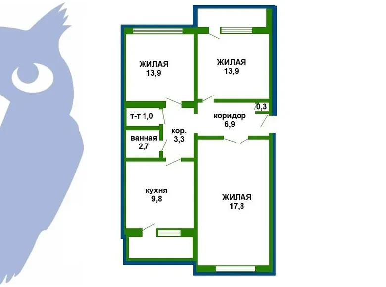 3 room apartment 70 m² Fanipal, Belarus