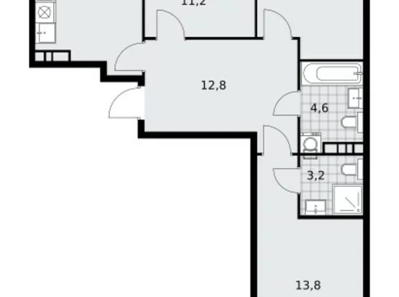 Appartement 3 chambres 72 m² Moscou, Fédération de Russie