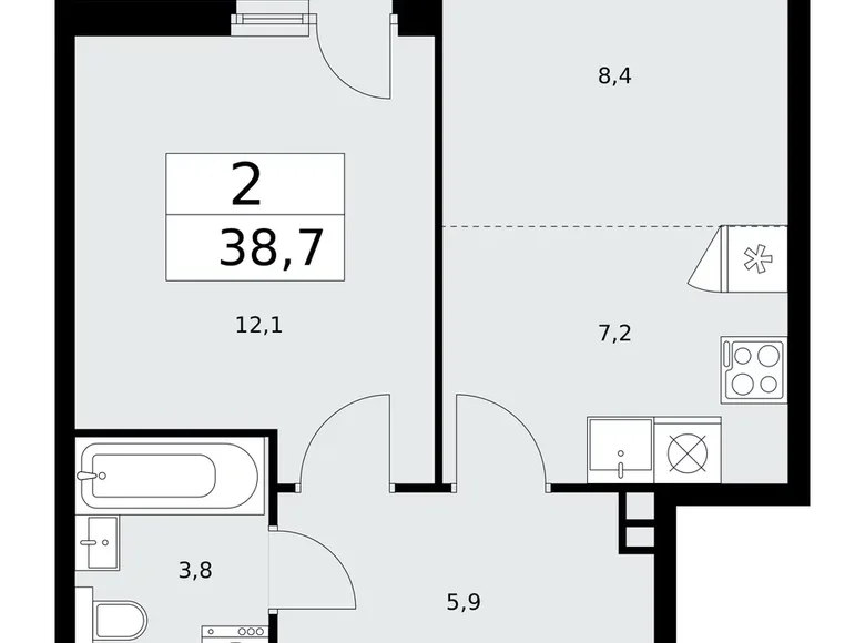 Mieszkanie 2 pokoi 39 m² poselenie Sosenskoe, Rosja