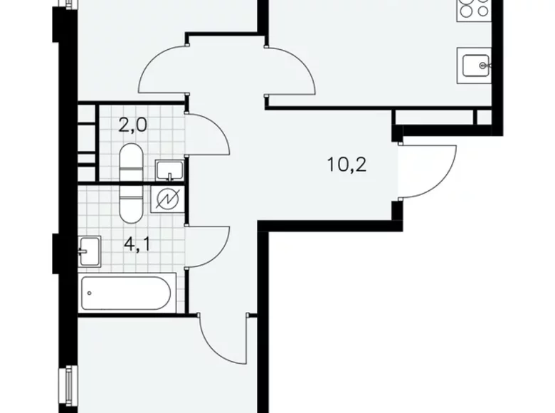 2 room apartment 64 m² Moscow, Russia
