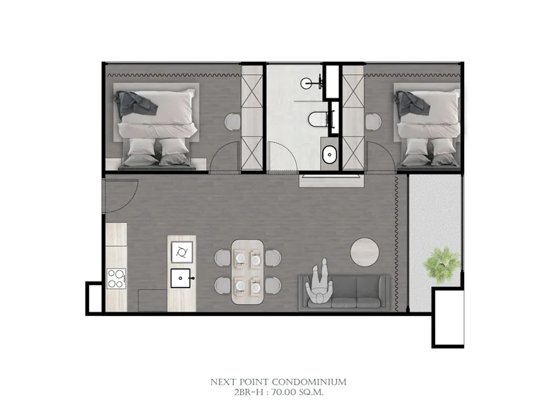 2 bedroom apartment 70 m² Rawai, Thailand