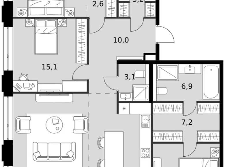 Mieszkanie 4 pokoi 133 m² North-Western Administrative Okrug, Rosja