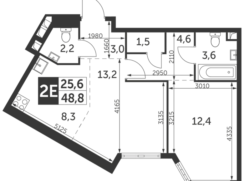 Apartamento 2 habitaciones 49 m² Konkovo District, Rusia