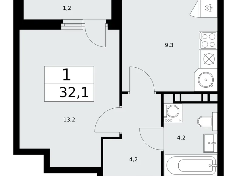 Wohnung 1 zimmer 32 m² Moskau, Russland