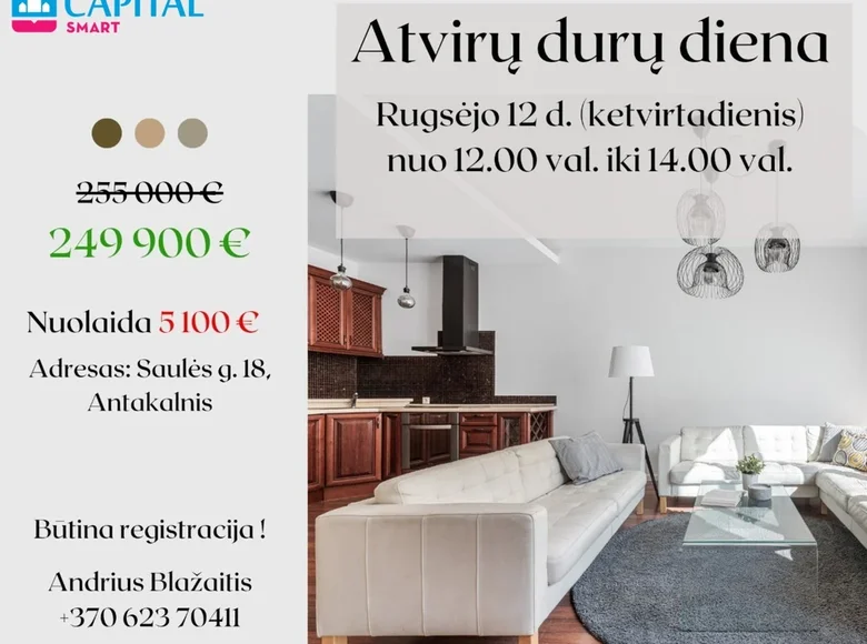 Apartamento 3 habitaciones 70 m² Vilna, Lituania