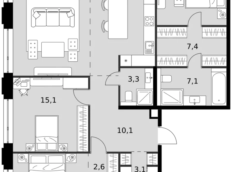 Apartamento 4 habitaciones 135 m² North-Western Administrative Okrug, Rusia