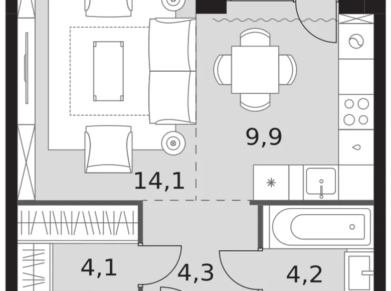 Apartamento 1 habitación 38 m² North-Western Administrative Okrug, Rusia