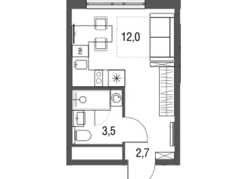Wohnung 1 Zimmer 18 m² Östlicher Verwaltungsbezirk, Russland