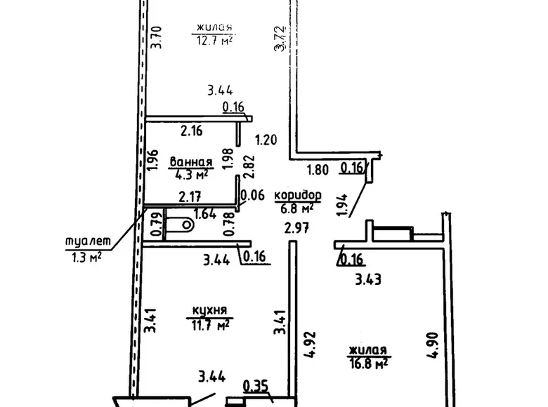 2 room apartment 57 m² Borovlyany, Belarus