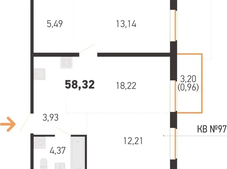 Mieszkanie 3 pokoi 58 m² Kopisca, Białoruś