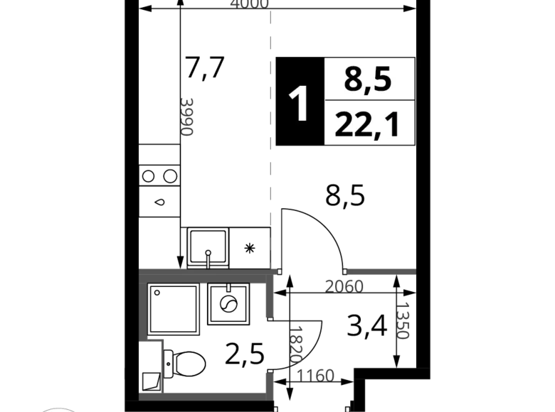 Kawalerka 1 pokój 22 m² Chimki, Rosja