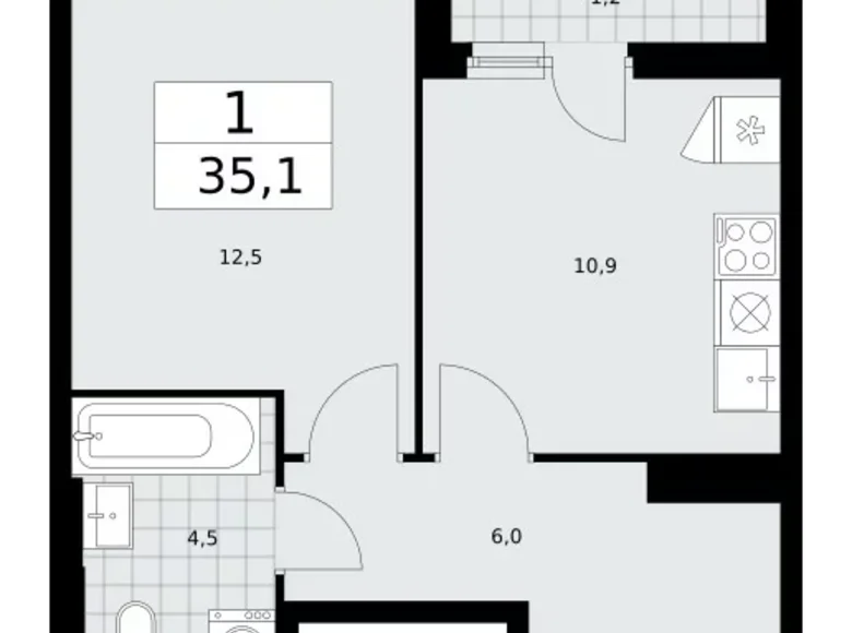 1 room apartment 35 m² poselenie Sosenskoe, Russia