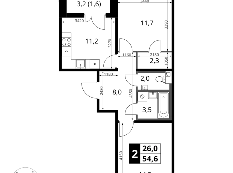 Appartement 2 chambres 55 m² Khimki, Fédération de Russie