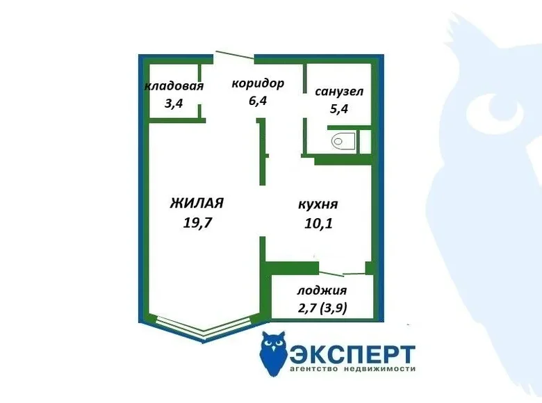 1 room apartment 45 m² Minsk, Belarus