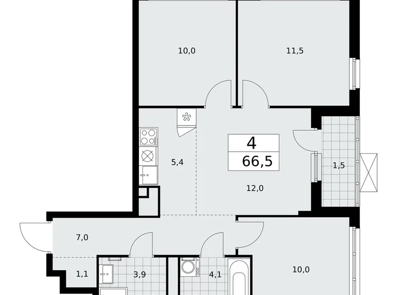 Mieszkanie 4 pokoi 67 m² poselenie Sosenskoe, Rosja