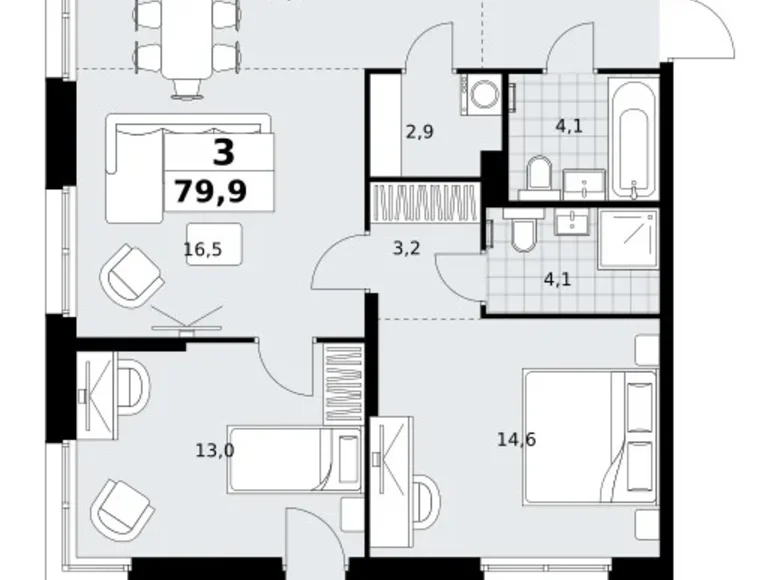 Wohnung 3 zimmer 80 m² Kommunarka, Russland