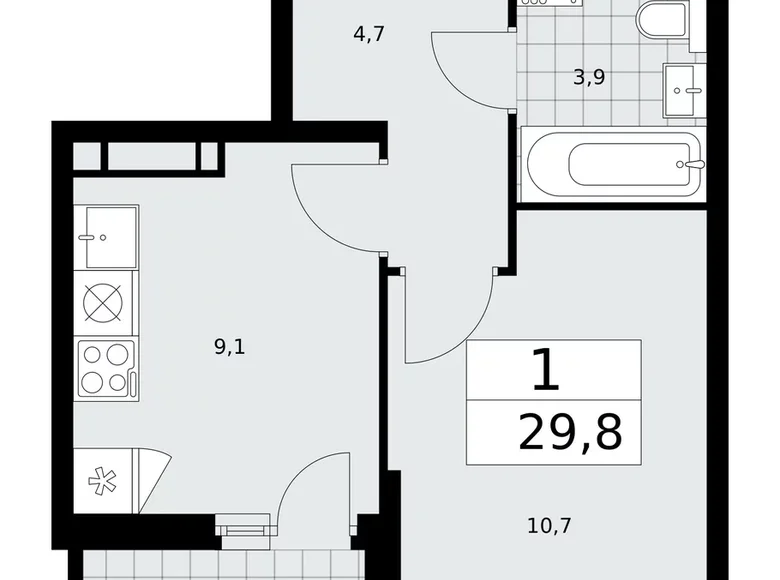 Wohnung 1 Zimmer 30 m² Moskau, Russland