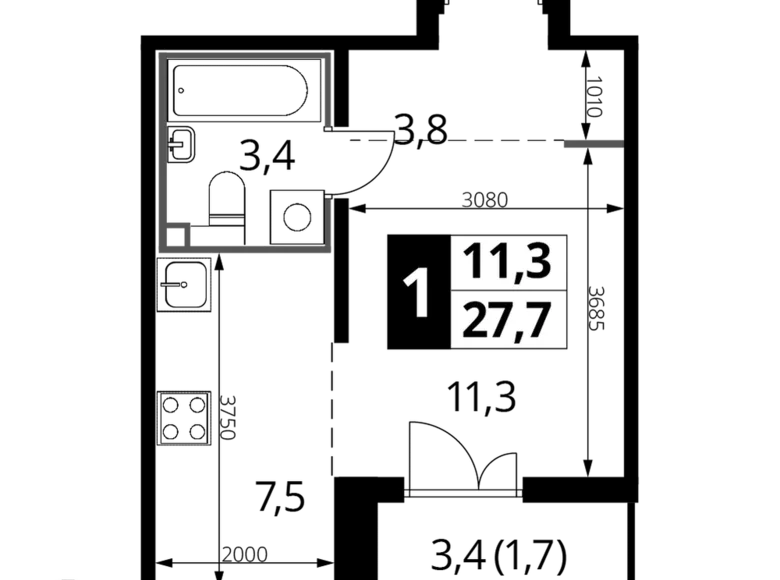 Kawalerka 1 pokój 28 m² Nekrasovka District, Rosja