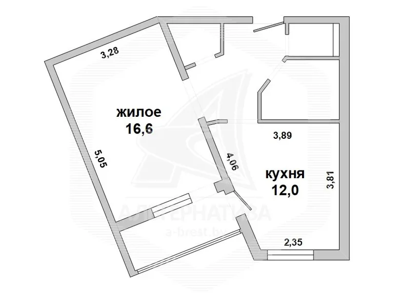 Квартира 1 комната 41 м² Брест, Беларусь