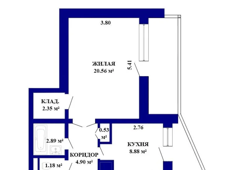 1 room apartment 48 m² Minsk, Belarus