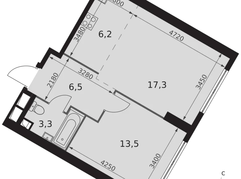 Wohnung 2 zimmer 47 m² Konkovo District, Russland