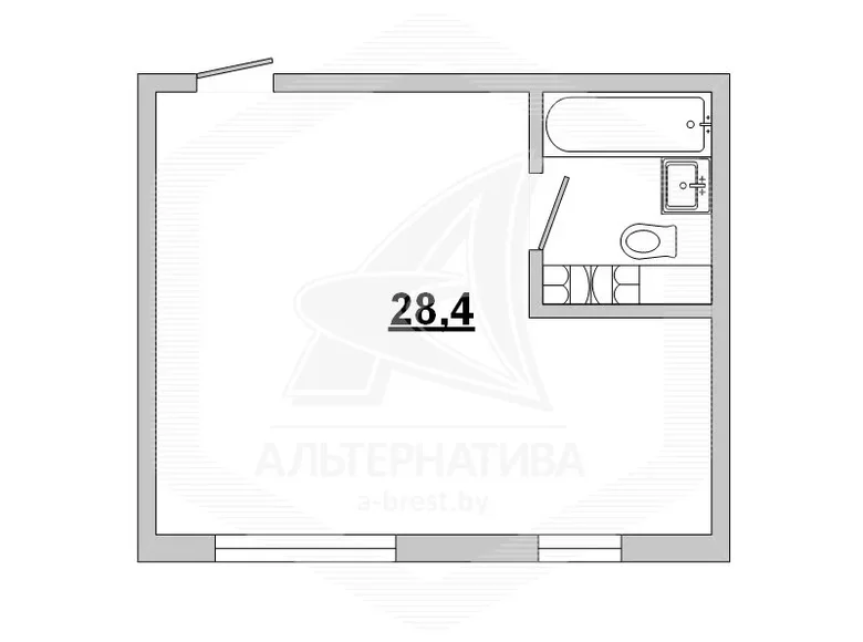 Appartement 1 chambre 32 m² Kobryn, Biélorussie