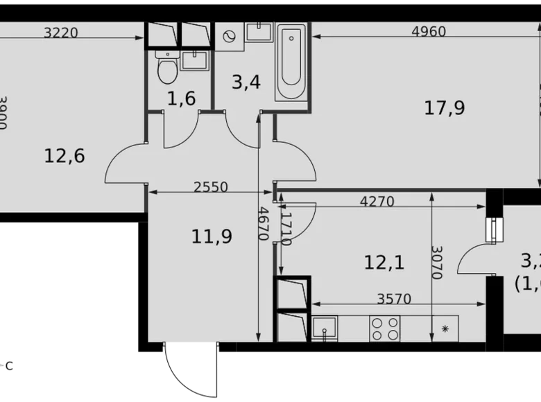 Квартира 2 комнаты 61 м² Развилка, Россия