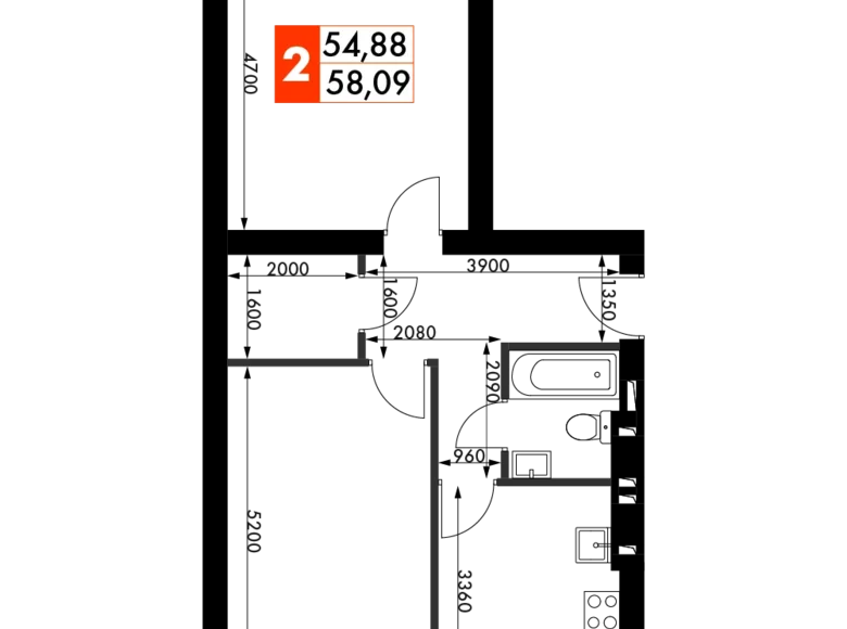 Квартира 2 комнаты 58 м² Наро-Фоминский городской округ, Россия