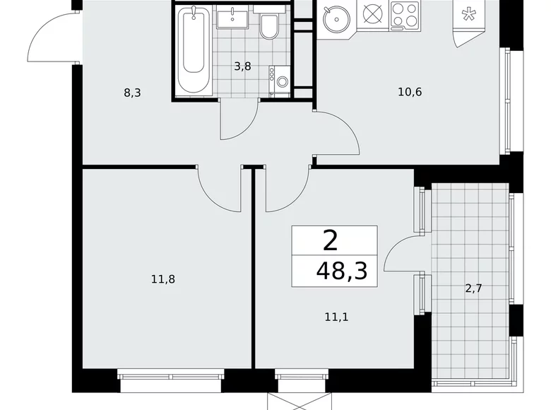 Apartamento 2 habitaciones 48 m² Moscú, Rusia