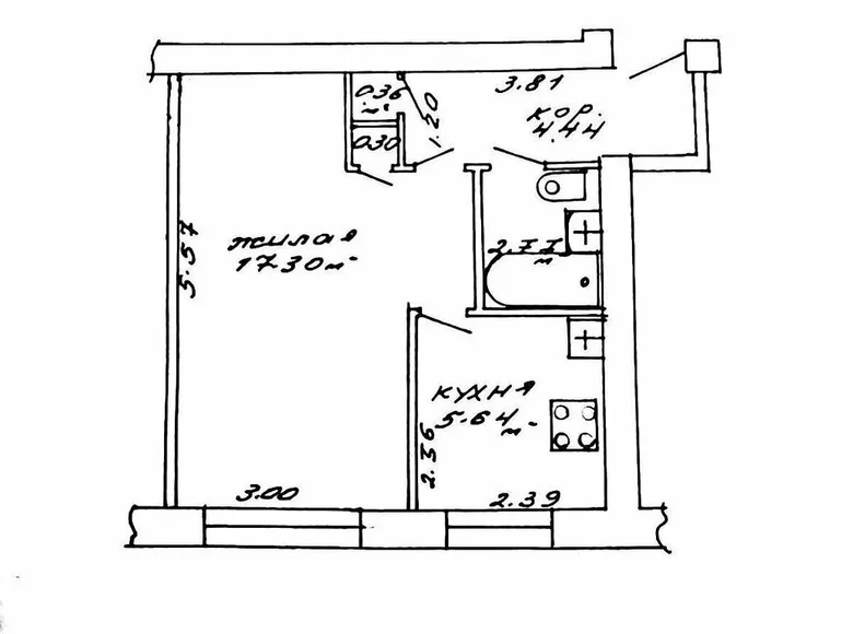 1 room apartment 31 m² Minsk, Belarus