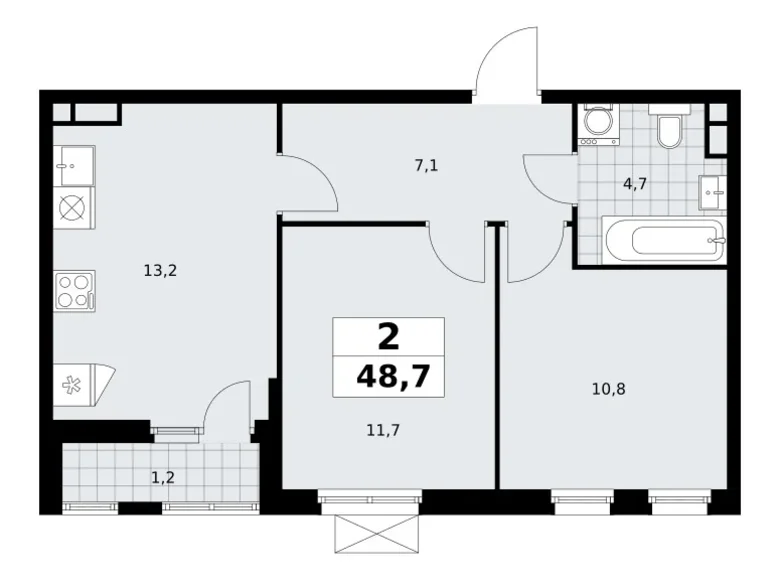 Квартира 2 комнаты 49 м² Юго-Западный административный округ, Россия