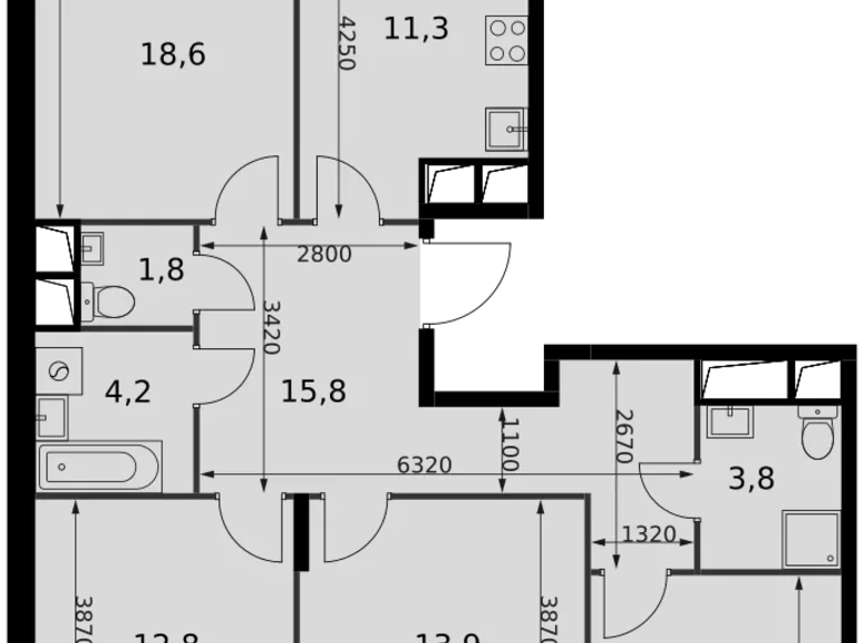 Квартира 4 комнаты 99 м² Развилка, Россия